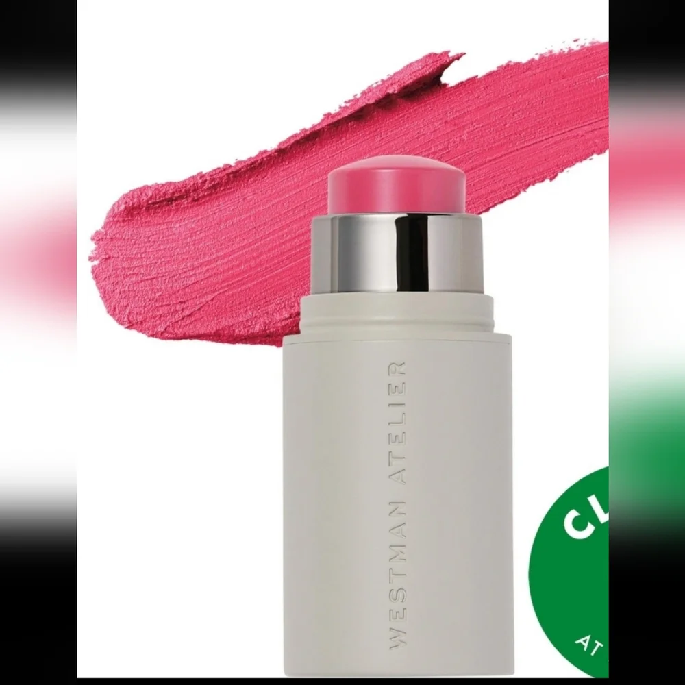 Westman Atelier MINI Baby Cheeks Lip+Cheek Cream Blush Stick POPPET/Poppy Pink.